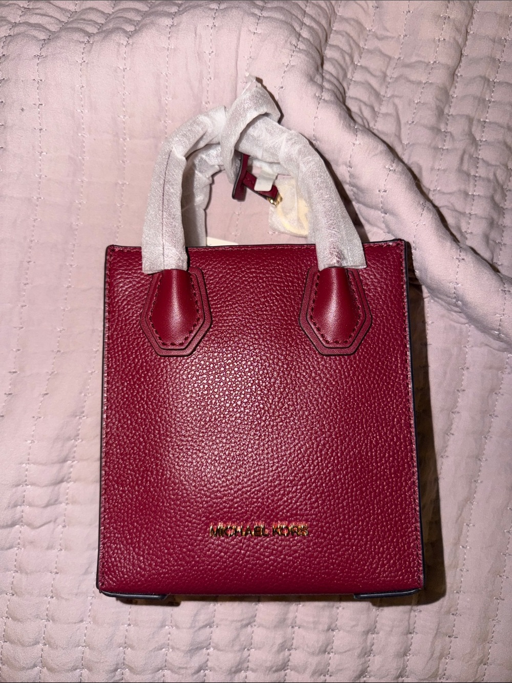 Michael Kors Red Pebbled Leather Mini Tote
